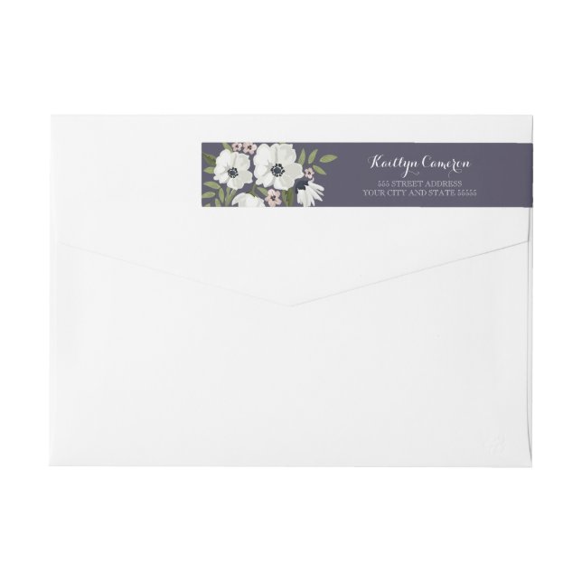 Étiquette d'adresse de retour Lovely Floral Purple (Dos)