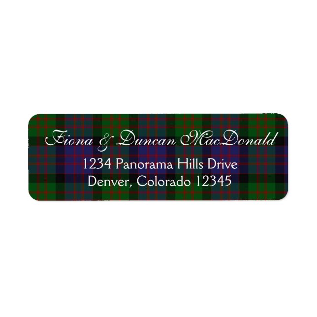 Étiquette d'adresse de retour MacDonald Tartan (Devant)