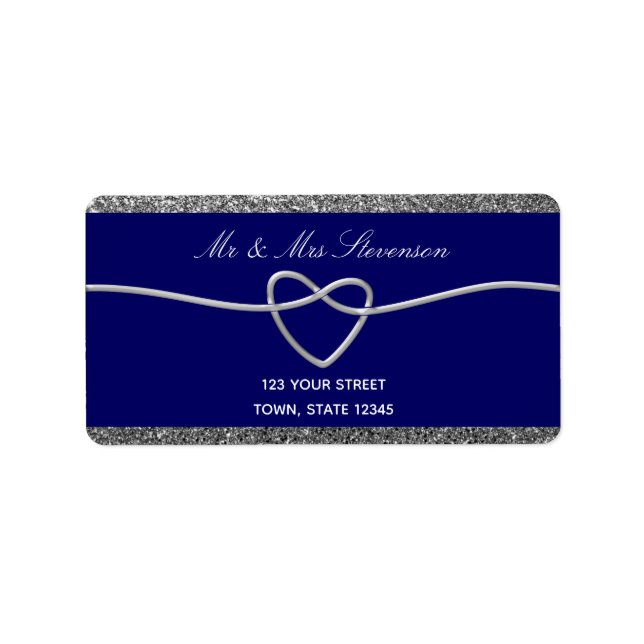 Étiquette d'adresse de retour Mariage bleu (Devant)