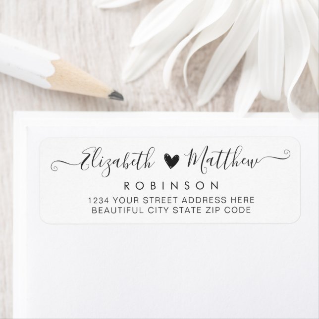 Étiquette d'adresse de retour Mariage de script mo (En situation)
