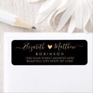 Étiquette d'adresse de retour Mariage Gold Modern 
