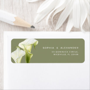 Étiquette d'adresse de retour Mariage lis calla.