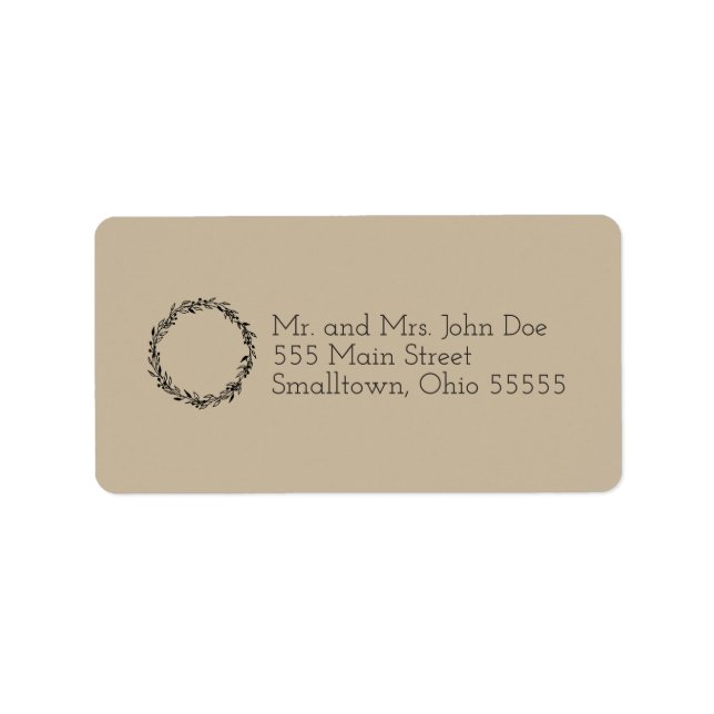 Étiquette d'adresse de retour Mariage simple (Devant)