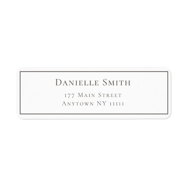 Étiquette d'adresse de retour minimaliste moderne (Devant)