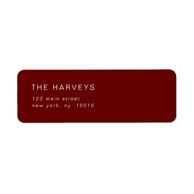 Étiquette d'adresse de retour minimaliste rouge (Devant)