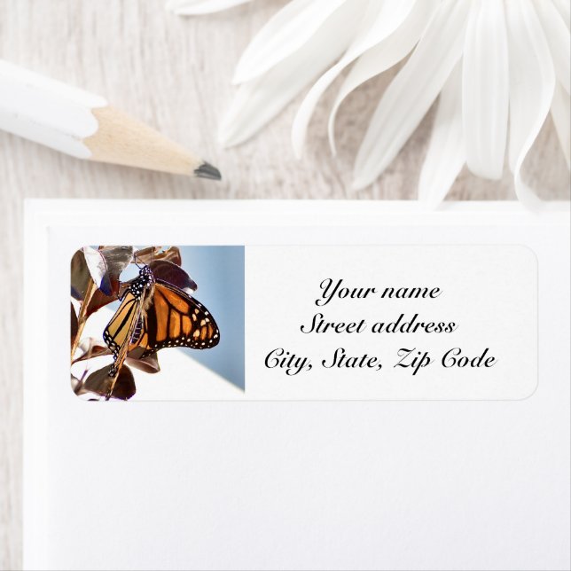 Étiquette d'adresse de retour Monarch Butterfly Pe (En situation)