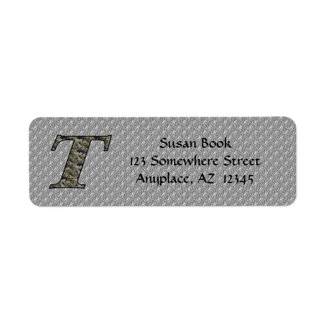 Étiquette d'adresse de retour Monogramme Initiale  (Devant)