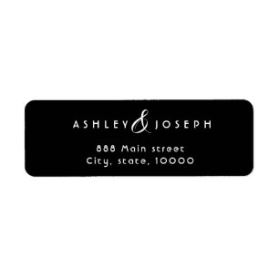 Étiquette d'adresse de retour noir simple et éléga