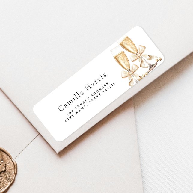Étiquette d'adresse de retour Perles & Prosecco (Créateur téléchargé)