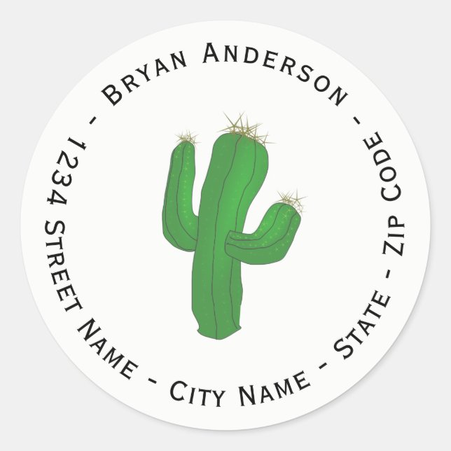 Étiquette d'adresse de retour Plante Cactus (Devant)