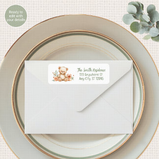 Étiquette d'adresse de retour pour Baby Shower Ted