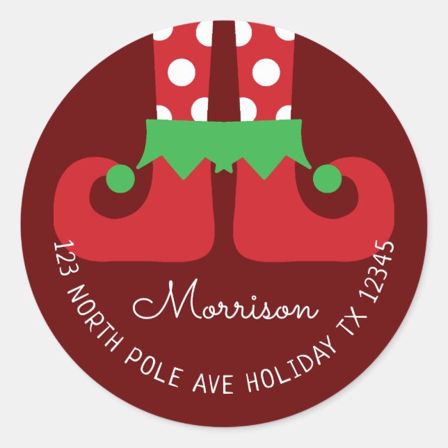 Étiquette d'adresse de retour pour elfe de Noël (Devant)