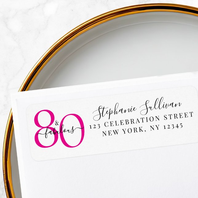 Étiquette d'adresse de retour pour fête des 80 ans (Créateur téléchargé)