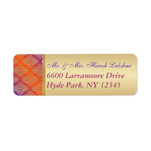 Étiquette d'adresse de retour Purple Orange Gold D