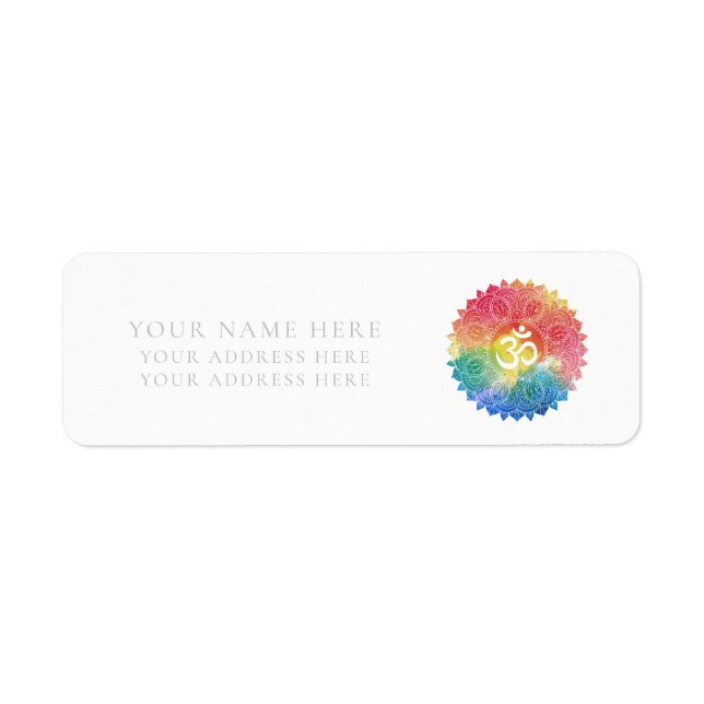 ÉTIQUETTE D'ADRESSE DE RETOUR : RAINBOW MANDALA (Devant)