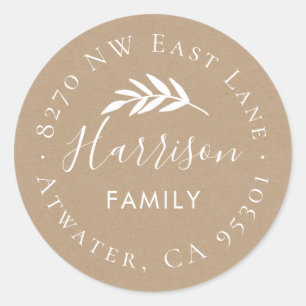 Étiquette d'adresse de retour ronde de la branche 