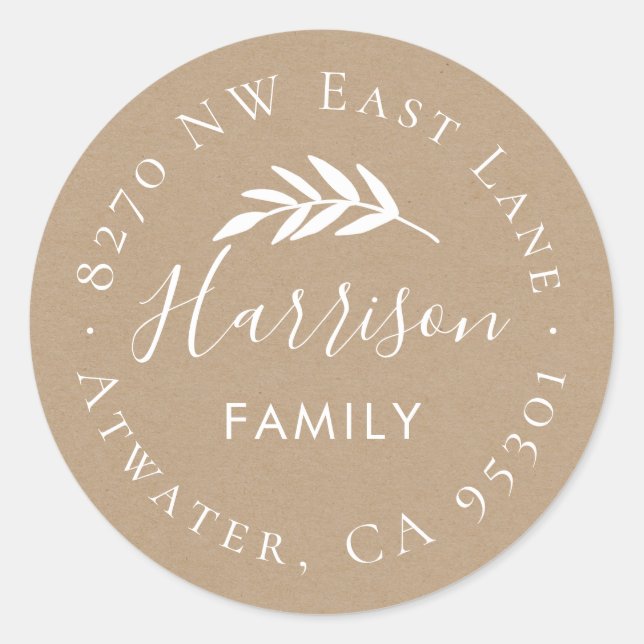 Étiquette d'adresse de retour ronde de la branche  (Devant)