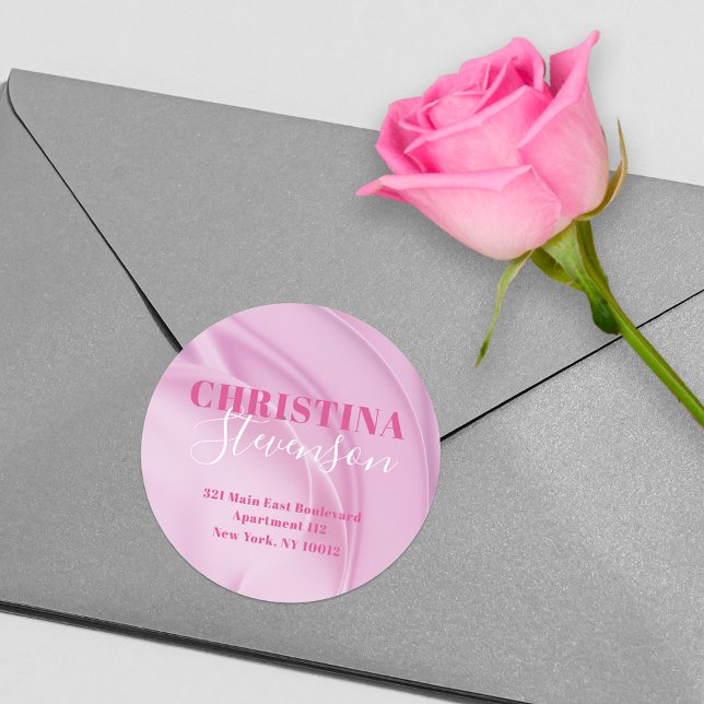 Étiquette d'adresse de retour ronde rose Abstraite (Créateur téléchargé)