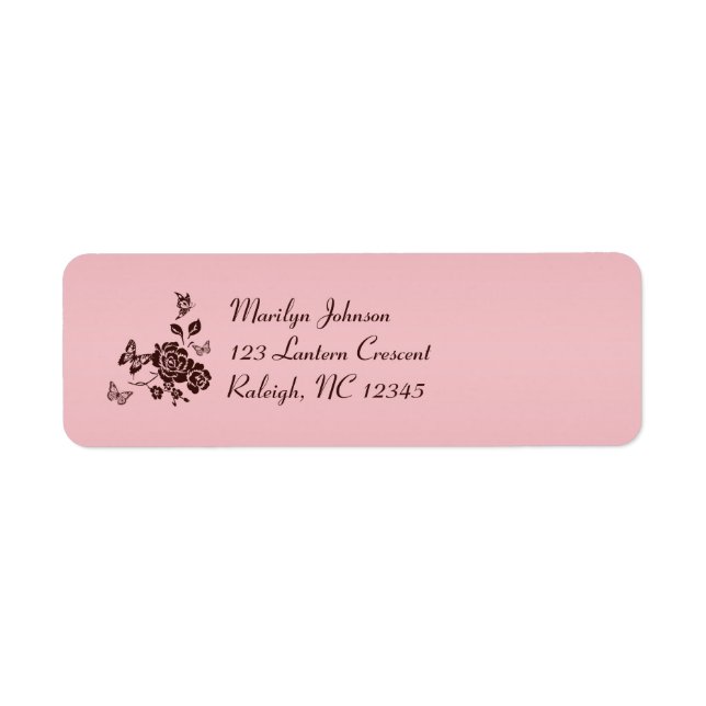 Étiquette d'adresse de retour rose et Brown floral (Devant)