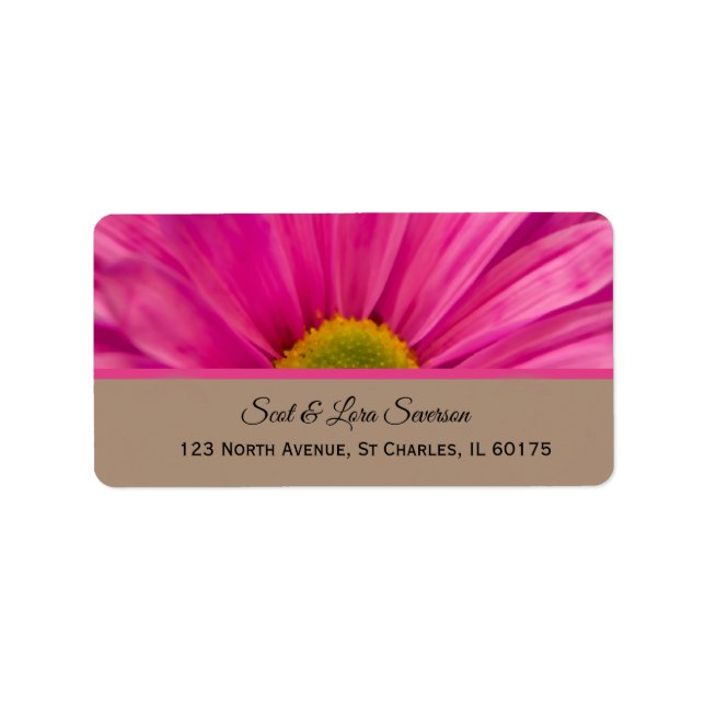 Étiquette d'adresse de retour rose Gerber Daisy (Devant)