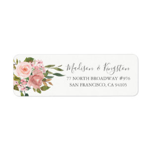 Étiquette d'adresse de retour rose Gold Rose Blush