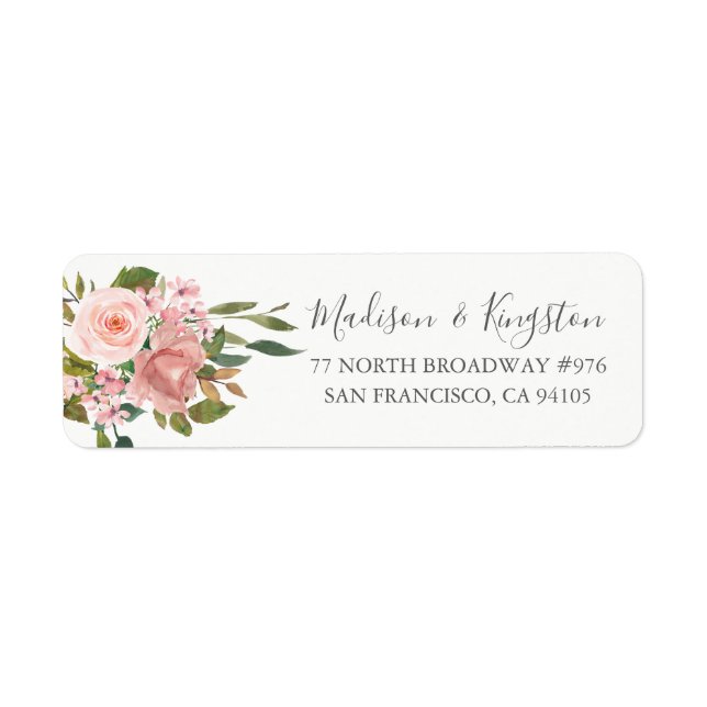 Étiquette d'adresse de retour rose Gold Rose Blush (Devant)