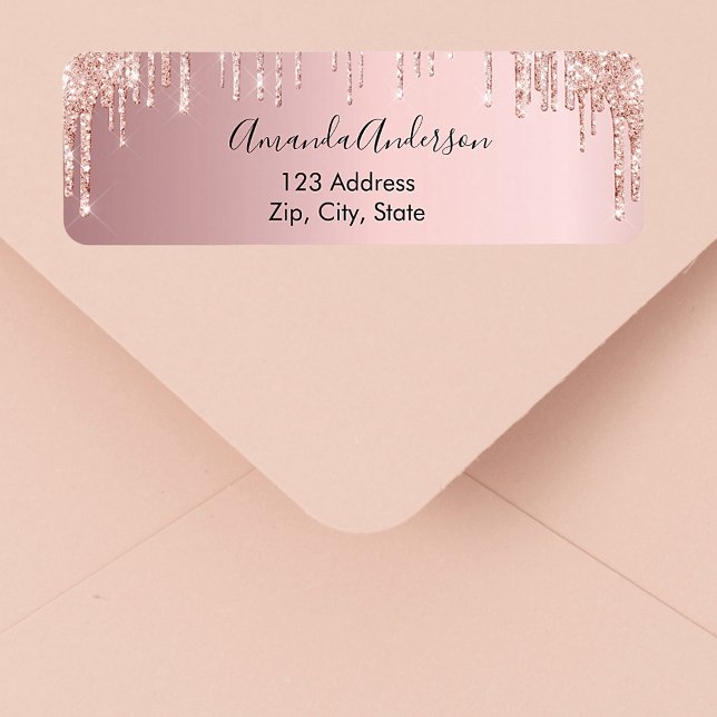 Étiquette d'adresse de retour rose poussiéreuse or (Créateur téléchargé)