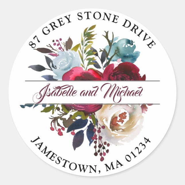 Étiquette d'adresse de retour rouge Bourgogne rust (Devant)