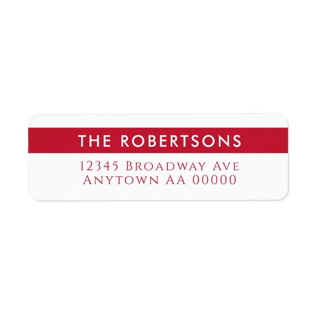 Étiquette d'adresse de retour rouge moderne (Devant)