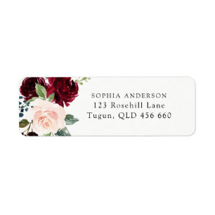 Étiquette d'adresse de retour rouge rose et bordea