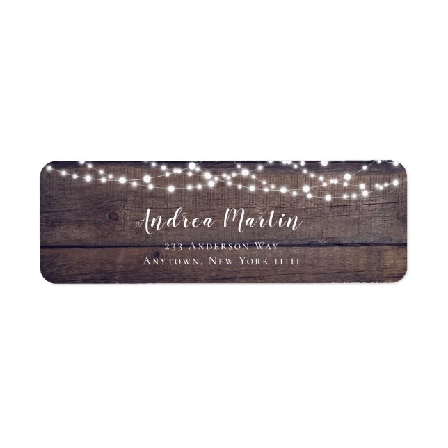 Étiquette d'adresse de retour Rustic Wood String (Devant)