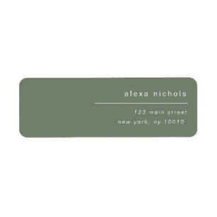 Étiquette d'adresse de retour Sage Green Modern Si