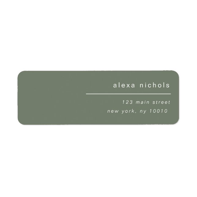 Étiquette d'adresse de retour Sage Green Modern Si (Devant)
