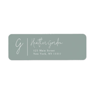 Étiquette d'adresse de retour simple Sage Green Mo
