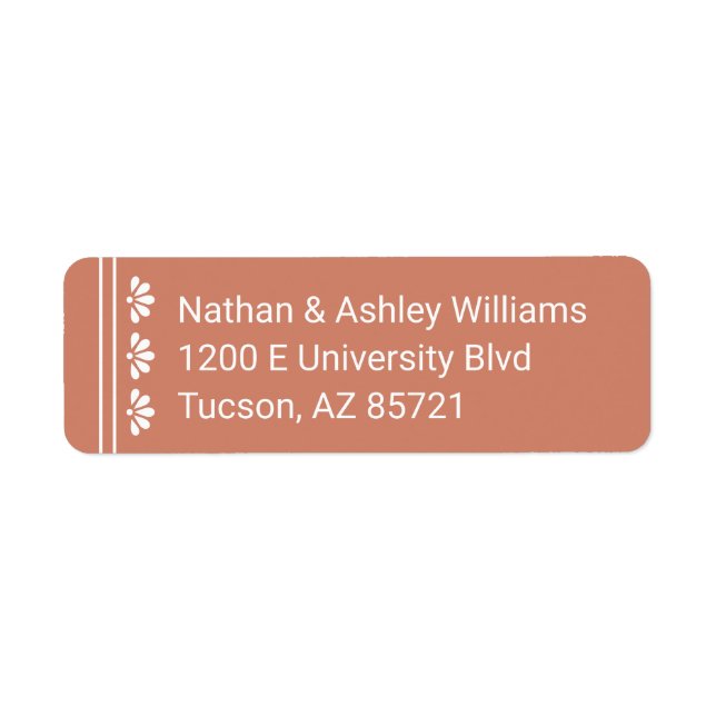 Étiquette d'adresse de retour Terra Cotta (Devant)