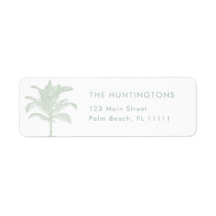 Étiquette d'adresse de retour Tropical Green Palm 