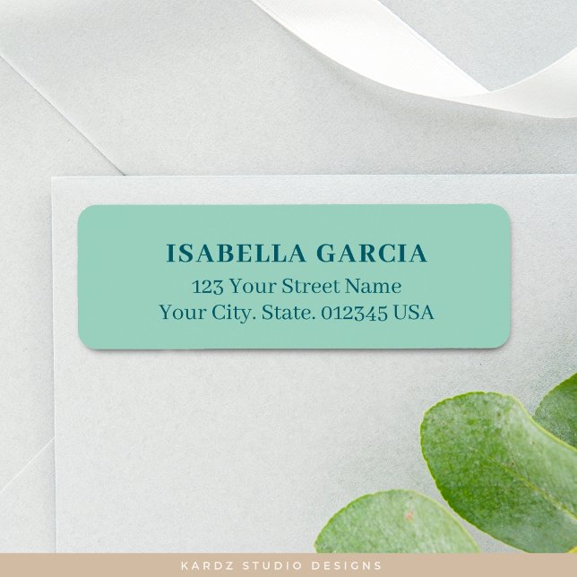 Étiquette d'adresse de retour turquoise (Personalize with your name and address, choose size.)