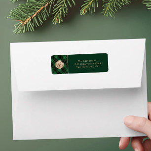 Étiquette d'adresse de retour vert élégant à carre
