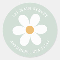 Étiquette d'adresse de retour verte marguerite rét