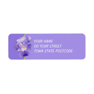 Étiquette d'adresse de retour violet Iris violet
