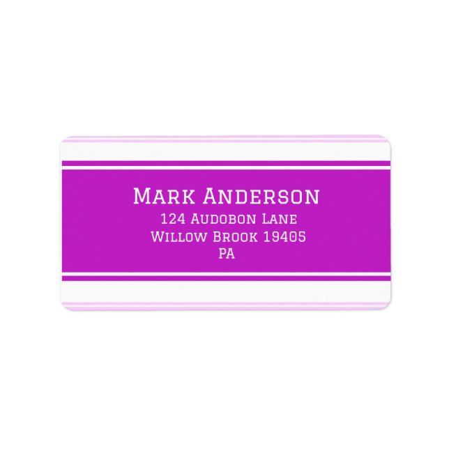 Étiquette d'adresse de retour violet mignet (Devant)