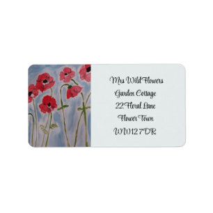 Étiquette d'adresse de retour Wild Red Poppies