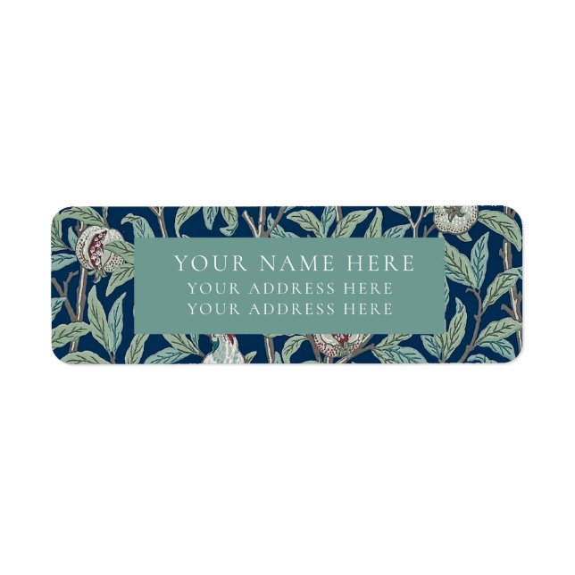 ÉTIQUETTE D'ADRESSE DE RETOUR : WILLIAM MORRIS (Devant)