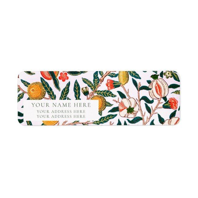 ÉTIQUETTE D'ADRESSE DE RETOUR : WILLIAM MORRIS (Devant)