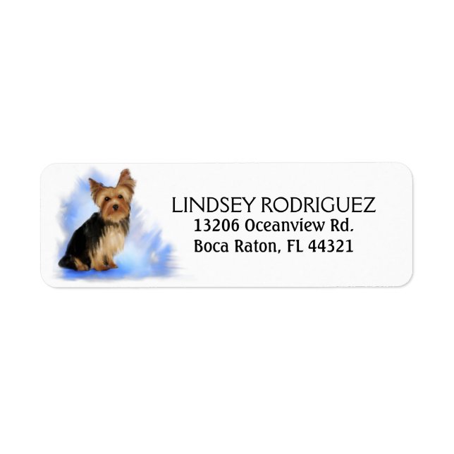Étiquette d'adresse de retour - Yorkie Yorkshire T (Devant)
