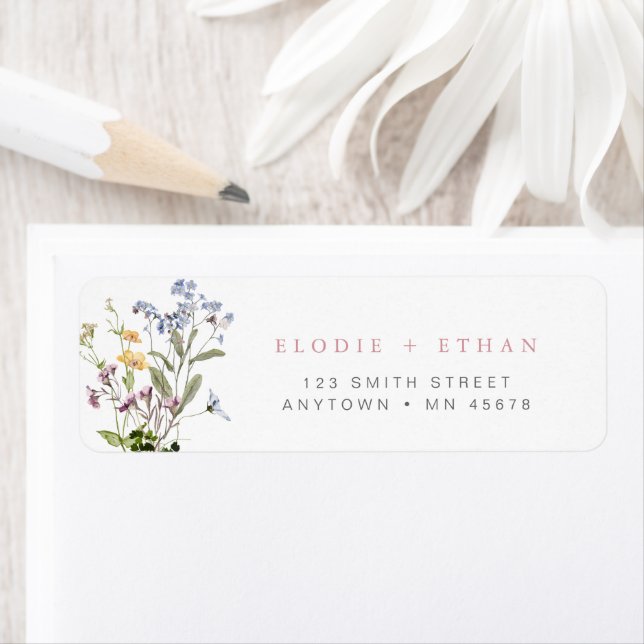 Étiquette d'adresse Fleur sauvage Fleurs Boho Flor (En situation)