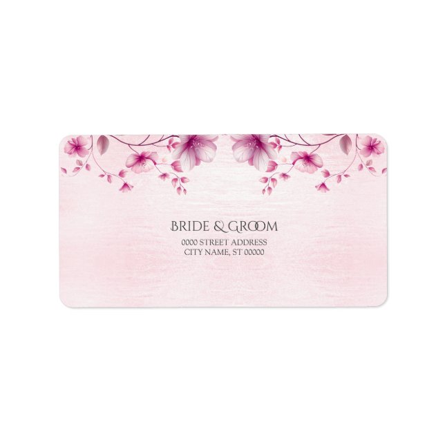 Étiquette d'adresse Fleurs roses à l'aquarelle (Devant)