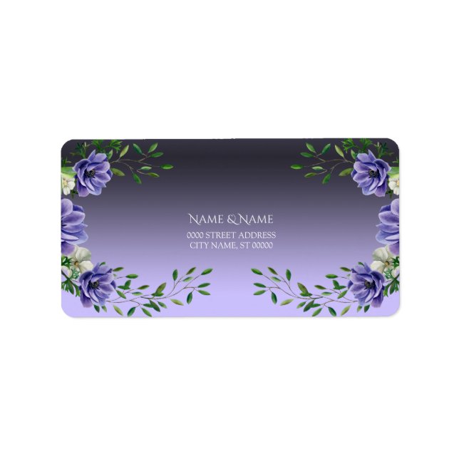 Étiquette d'adresse Fleurs Violettes Aquarelle (Devant)