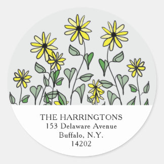 Étiquette d'adresse florale dessinée à la main Dai