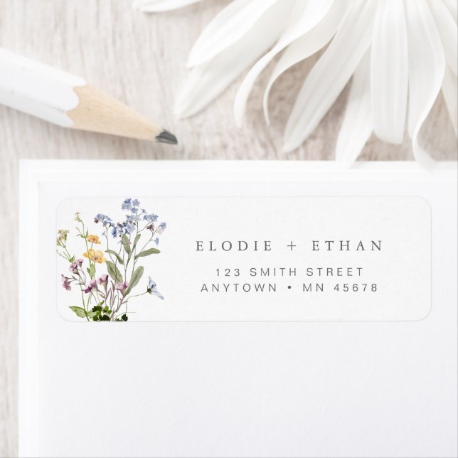 Étiquette d'adresse florale Fleur sauvage Bohème F (En situation)